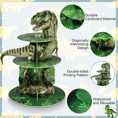 3 Tier Dinosaur Cupcake Stand Party Decorations Dinosaur Theme Cupcake Holder De