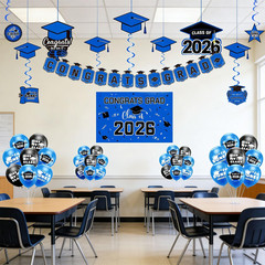Graduation Decorations 2026 Blue Set – Grad Decor with Congrats Grad Banner,Clas