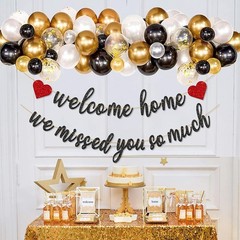 Pre-Strung Welcome Home We Missed You So Much Banner for Military Army Black