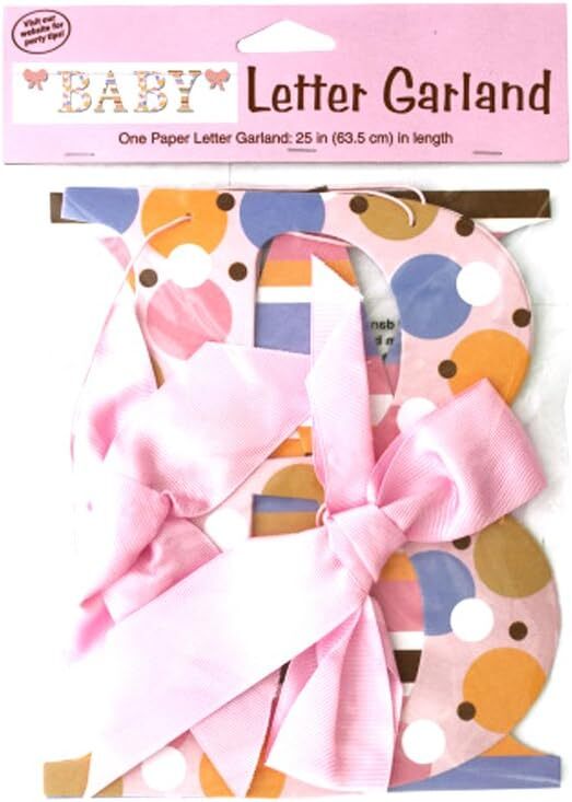 Tiny Toes Pink Footprints Baby Shower Party Decoration Ribbon Letter Garland