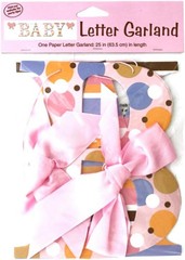 Tiny Toes Pink Footprints Baby Shower Party Decoration Ribbon Letter Garland