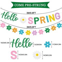 Hello Spring Banner and Flower Banner Colorful Glittery Spring Flower Banner …