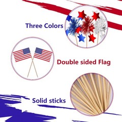 BOARDFEB 160Pcs 4th of July Cupcake Toppers, Patriotic Foil Firework Toothpic…