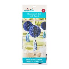 Dark Blue Honeycomb Hanging Decoration Party Decor Easy Assembly Tassel New