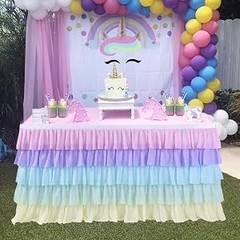 Rainbow Table Skirt Tutu Unicorn Tablecloth for Birthday Party Baby Shower