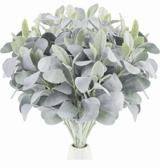 Jexine 15 Pcs Artificial Lambs Ear Greenery Stems Faux Branches for Green
