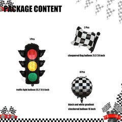 Checkered Balloons Traffic Light Balloon Chequered Flag Balloon Black and Whi…