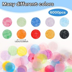 6000 PCS 0.59 Inch Round Confetti Paper Multicolor Dots Circles Party DIY