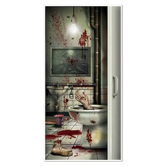 CSI Bloody Horror CREEPY CRAPPER BATHROOM DOOR COVER Psycho Halloween Decoration