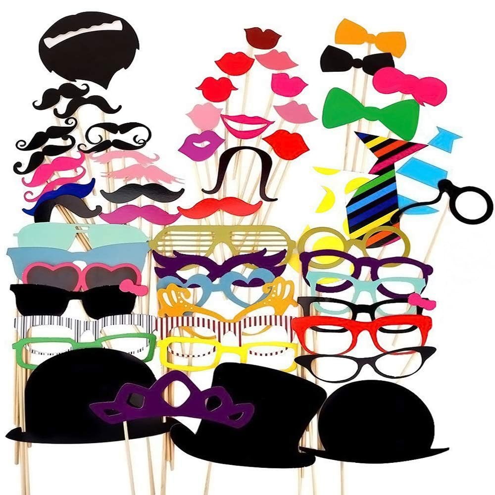 Party Props for Photo Booth Birthday Wedding Kids Adult Prom 58 Pcs, DIY…