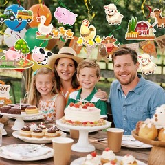 Farm Animal Hanging Foil Birthday Hanging Swirls 29 Pcs Barnyard Hanging Swirl