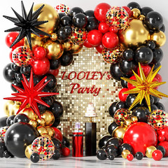 137Pcs Red Black and Gold Balloons Garland Arch Kit with Stars – 5 10 12 18 I…