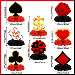 8 Pieces Casino Birthday Themed Party Decorations Set, Poker Honeycomb Centerpie