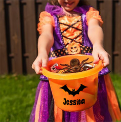 Personalised Halloween Bucket Decal Spooky Halloween Trick or Treat Name Sticker