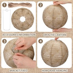 12 Pcs 8″ Burlap Hanging Paper Lanterns – Boho Party Decor for Classroom, Weddin