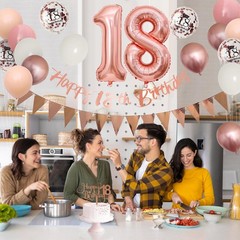 18th Birthday Decorations – Retro Pink Rose Gold, Happy 18th Birthday Banner …