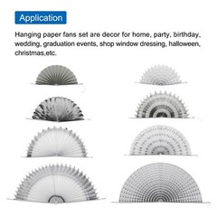 Hanging Paper Fans Party Set 8Pcs Round Pattern Hanging Paper Fans Decoration…