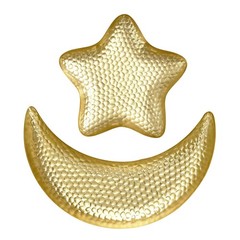 2 Pcs Hammered Star and Moon Fruit Plate Shaped Iron Plates Decorative Tray