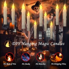 PChero 6pcs Flameless Taper Candles with Timer, 6.7″ LED Battery Operated Tap…