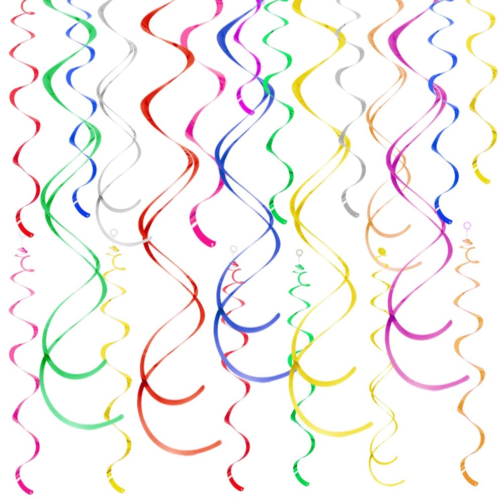 Colorful Ceiling Swirl Foil Decorations Hanging Plastic Streamer Themed Swirl…