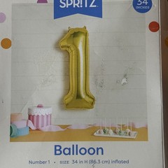 34″ Gold Number 1 Balloon Spritz Birthday Celebration Party Decor Foil Helium