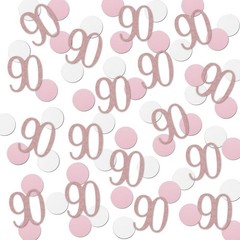 200 PCS Rose Gold 90 Confetti 90th Glitter Birthday Number Anniversary Decor