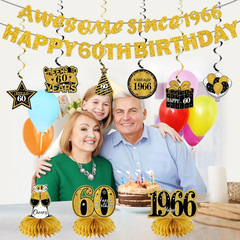 11Pcs 60Th Birthday Decorations Kit for Men Women, Black Gold Happy 60Th Birthda