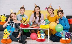 Pokemon 3D Double Side Pikachu Honeycomb Centerpieces Kids Birthday Party Decor