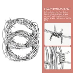 2pcs Fake Silver Barbed Wire Halloween Gothic Thorns Chain Prop