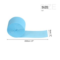 Crepe Paper 2 Inch x 27 Ft, Light Blue, Gray, Slate Gray, Silver, Pack of 8