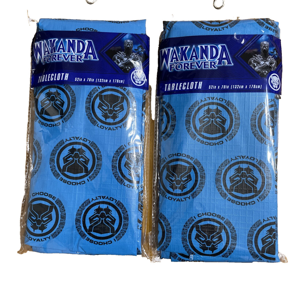 2 Marvel Black Panther Wakanda Forever Tablecloth 52 x 70″ Party Reuseable Vinyl