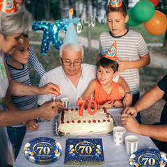 40PCS 70 th Birthday Decorations For Men Navy Blue and Gold Happy Birthday Pa…