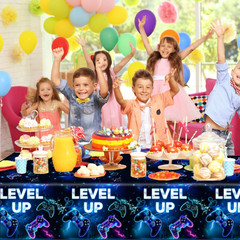 4 PCS Video Game Tablecloth for Player Gaming Birthday Party Decorations, 54 x 1