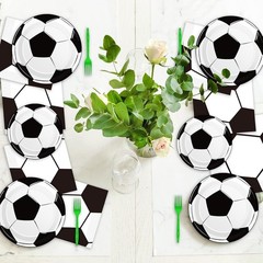 50-Count Soccer Plates and Napkins for Birthday Bashes – Eco-Friendly Disposable