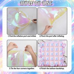 Iridescent Balloons Wall Square, 25Pcs Transparent Laser Foil Balloon Backdro…