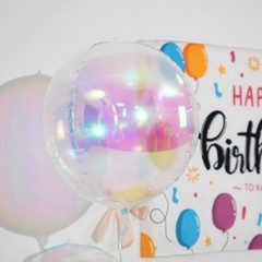 12Pcs Iridescent Round Foil Balloons, 22″ 15″ 10″ 4D Clear Ball Balloon, Holo…