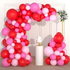 Red, Light Pink, Rose Red Balloon Arch Garland – Matte Red Pink Balloons Stra…