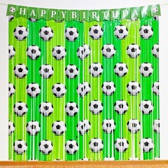 Stunning Green Soccer Party Fringe Curtains – Includes Banner 3.3×6.6ft