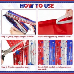 Customizable 2-Pack Foil Curtain Streamer Backdrops for Patriotic Celebrations