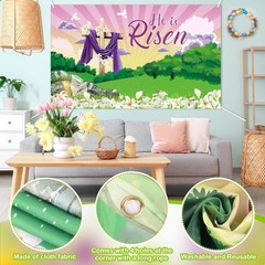 Large 72×44 Inch He is Risen Banner – Easter Decoration for All Spaces