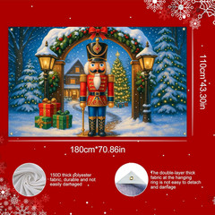 Christmas Nutcracker Banner 71X43 Inch Holiday Backdrop Winter Background with S