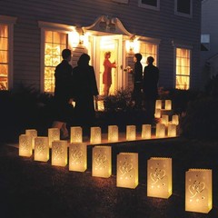 White Luminary Bags with Hearts Moisture Proof Candle Tea Light 50 PCS