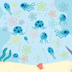 117 PCS Jellyfish Bubbles Wall Stickers Under The Sea Birthday Party