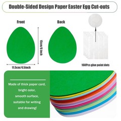 144 PCS 6 Inch Assorted Color Large Easter Egg Cutouts Paper Shape Decor
