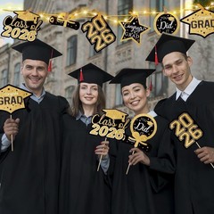 Graduation Decorations Class of 2026-30Pcs Black and Gold Graduation Table Cente