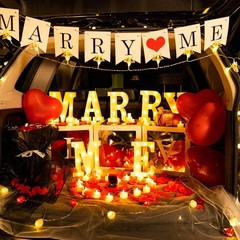 Romantic Proposal Set with Light Up Letters and Rose Petals