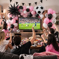 Light Pink and White Soccer Balloons, 12 Inch Pastel Pink and Black Clear Soc…