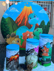 Themed Round Backdrops w/ Matching Cylinder Covers-Many Designs Party Decor Set