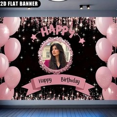 1pc 2D Personalized Custom Name Age Number Birthday Banner Indoor Outdoor Party♪