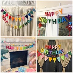 4PCS Pre-Strung Happy Birthday Banner – Felt Happy Birthday Garland, Rainbow